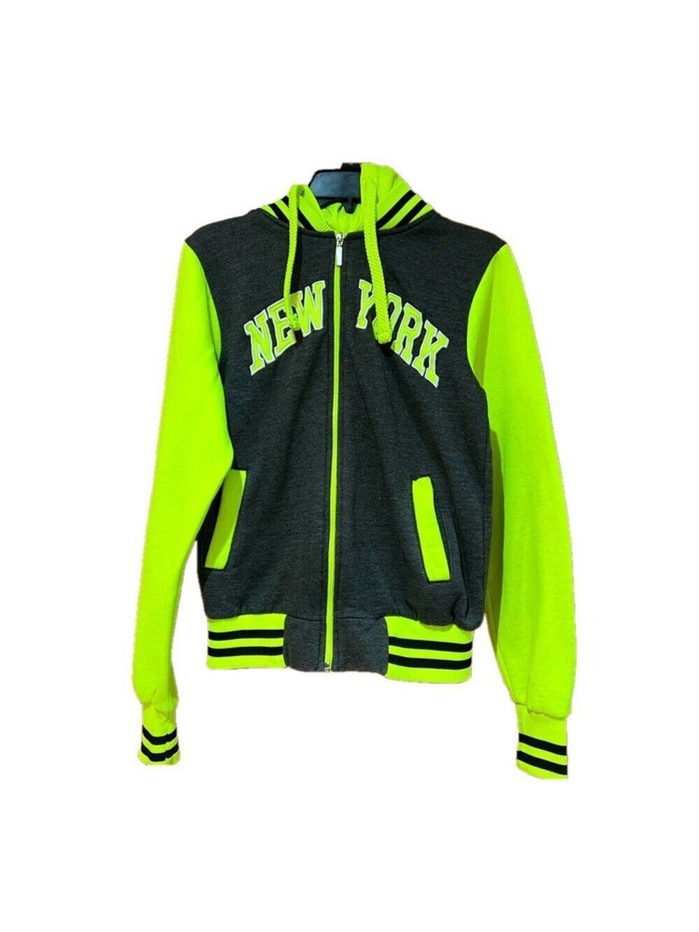 New York Kids Neon Zip Up Hoodie Large
